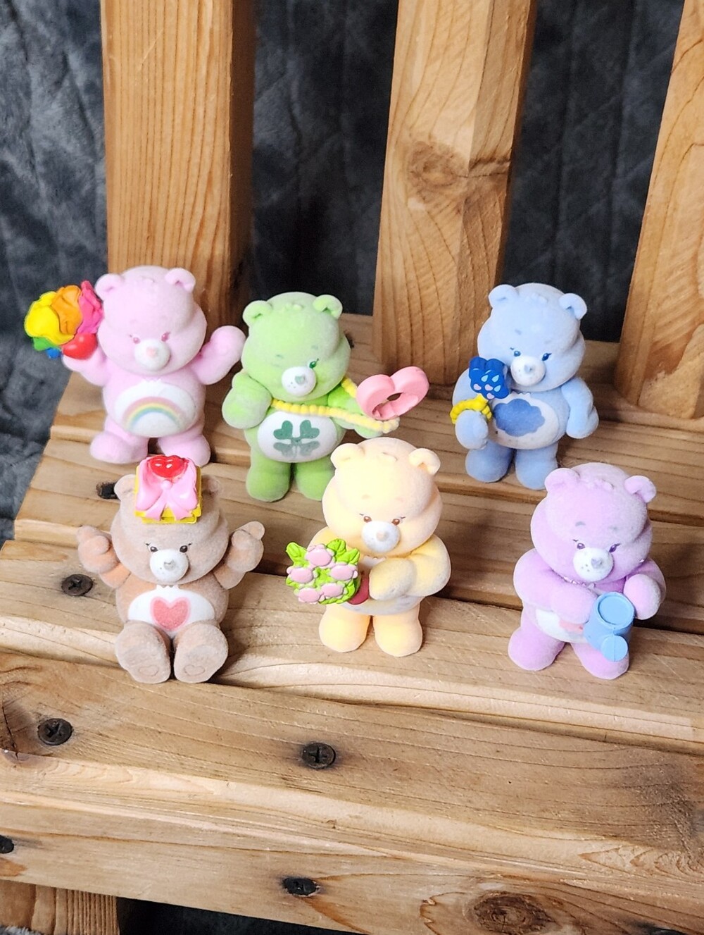 Pink Bear Figurine with Blue Cup - Plush-Textured Kids Figure
